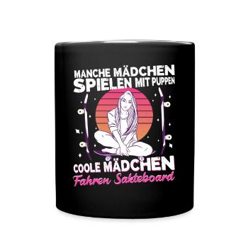Skateboard Mädchen Skaterin Coole Mädels skaten - Tasse einfarbig - Schwarz - Vorne