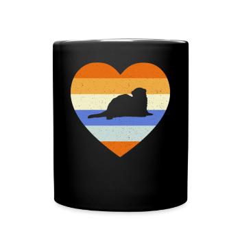 Vintage Heart Cute Weasel Ferret Animal Lover Retr - Full Colour Mug - black - Front