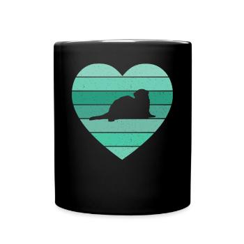 Vintage Heart Weasel Ferret Retro Cute - Tasse einfarbig - Schwarz - Vorne