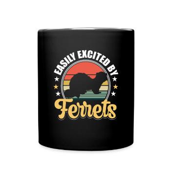 Facilement excité par les furets vintage mignon rétro wease - Mug uni - noir - Devant