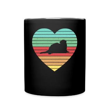 Weasel Cute Retro Ferret Fan Vintage Heart - Tasse einfarbig - Schwarz - Vorne