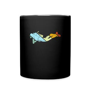 Tauchen Retro - Tasse einfarbig - Schwarz - Vorne