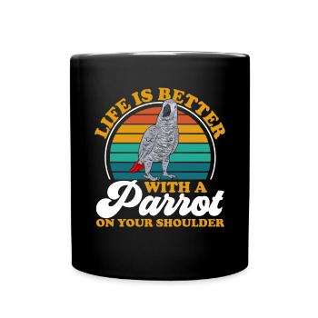 Graupapagei African Grey Parrot Papagei - Full Colour Mug - black - Front
