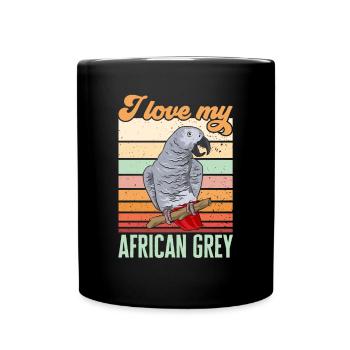 Graupapagei African Grey Parrot Papagei - Tasse einfarbig - Schwarz - Vorne