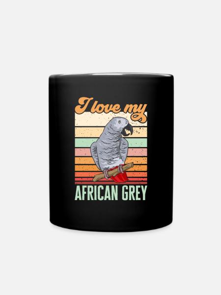 Graupapagei African Grey Parrot Papagei - Tasse einfarbig - Schwarz