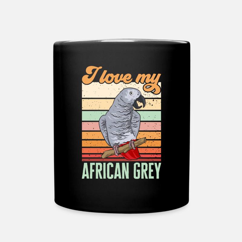 Graupapagei African Grey Parrot Papagei - Tasse einfarbig - Schwarz