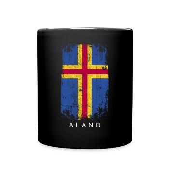 Souvenir Mit Der Landflagge Von Aland - Tasse einfarbig - Schwarz - Vorne