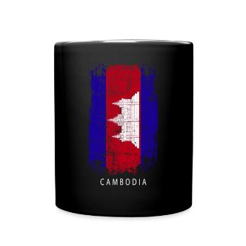 Souvenir avec le drapeau du pays du Cambodge - Mug uni - noir - Devant