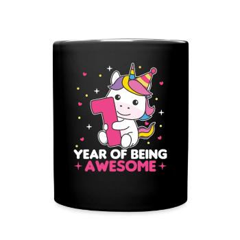 Unicorn for 1st birthday for children one year old - Full Colour Mug - black - Front