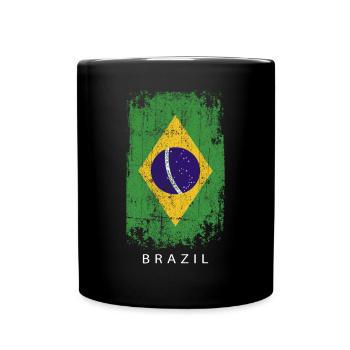 Souvenir avec le drapeau du pays du Brésil - Mug uni - noir - Devant