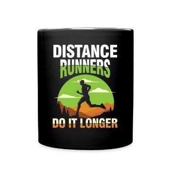 Distance Runners Do It Longer für einen Jogger - Tasse einfarbig - Schwarz - Vorne