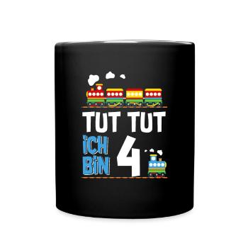 4. Geburtstag Tut Tut Eisenbahn Zug 4 Jahre - Tasse einfarbig - Schwarz - Vorne