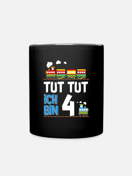 4. Geburtstag Tut Tut Eisenbahn Zug 4 Jahre - Tasse einfarbig - Schwarz