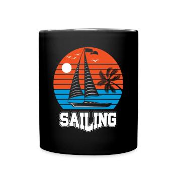 SAILING BOAT SAIL SHIP SEGELSCHIFF - Tasse einfarbig - Schwarz - Vorne
