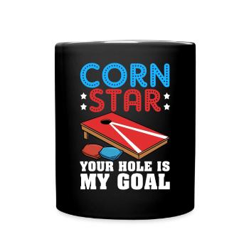 Lustiges Cornhole Corn Hole - Tasse einfarbig - Schwarz - Vorne