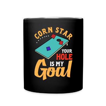 Lustiges Cornhole Corn Hole - Tasse einfarbig - Schwarz - Vorne