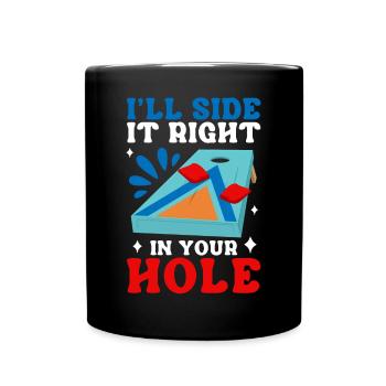 Lustiges Cornhole Corn Hole - Tasse einfarbig - Schwarz - Vorne