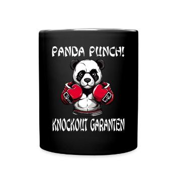 Panda Boxer Boxender Pandabär - Tasse einfarbig - Schwarz - Vorne