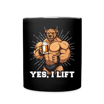 Bodybuilder Gym Beer Yes I Lift - Full Colour Mug - black - Front