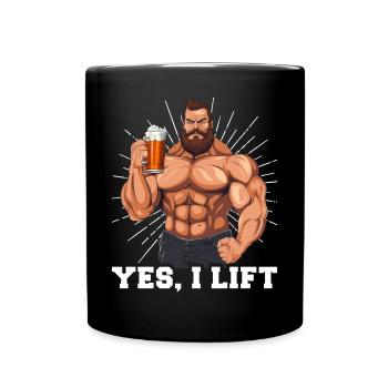 Bodybuilder Gym Beer | Yes I Lift - Full Colour Mug - black - Front