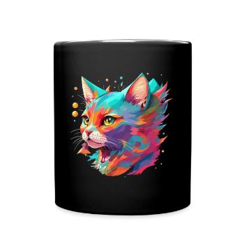 Katzenliebhaber Katzendesign Katze Katzen Tier - Tasse einfarbig - Schwarz - Vorne