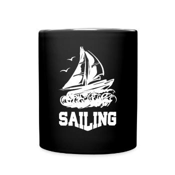 SAILING BOAT SAIL SHIP SEGELSCHIFF - Tasse einfarbig - Schwarz - Vorne