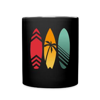Sunset Surfing Surfboard Surfer Retro Surfing - Tasse einfarbig - Schwarz - Vorne