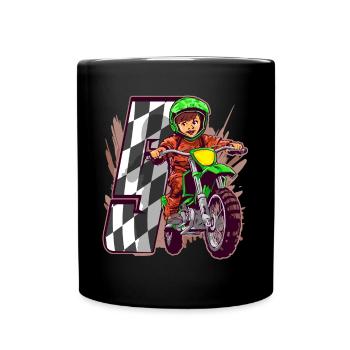 I'm 5 Motocross Kid - Children's Birthday - Full Colour Mug - black - Front