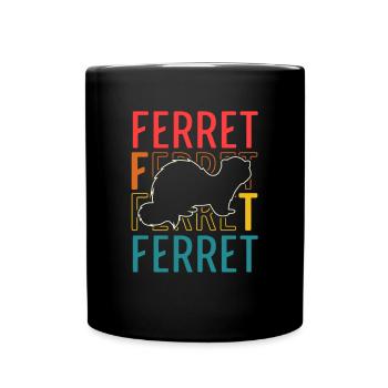 Ferret Retro Weasel Cute Vintage - Tasse einfarbig - Schwarz - Vorne