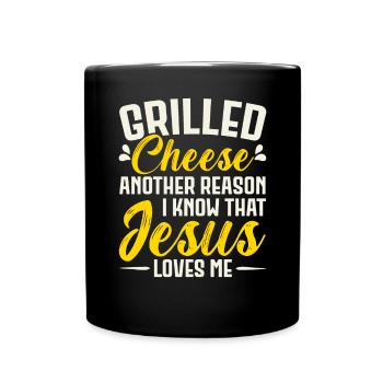 Love Grilled Cheese Please Cheesemaker Cheesy Food - Full Colour Mug - black - Front