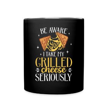 Love Grilled Cheese Please Cheesemaker Cheesy Food - Full Colour Mug - black - Front