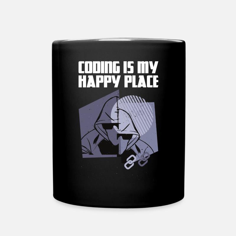 Coding is my happy place - Tasse einfarbig - Schwarz