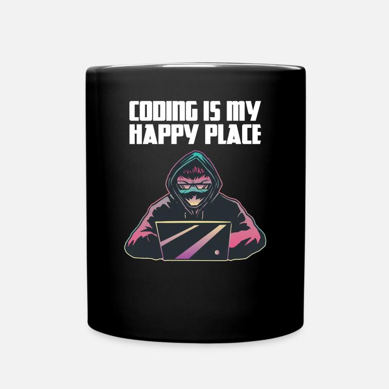 Coding is my happy place - Tasse einfarbig - Schwarz