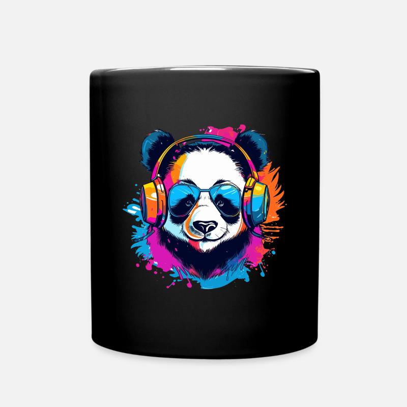 bunter Panda DJ - Tasse einfarbig - Schwarz