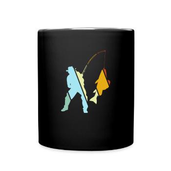 Angeln Retro - Tasse einfarbig - Schwarz - Vorne