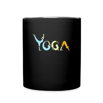 Yoga Retro - Tasse einfarbig - Schwarz - Vorne