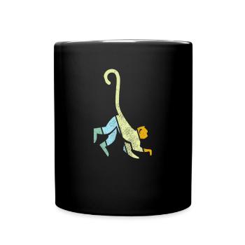 Affe Retro - Tasse einfarbig - Schwarz - Vorne