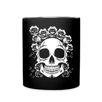 Horror Schädel Schädel Kunst Schädel Gothic Heavy Metal - Tasse einfarbig - Schwarz - Vorne