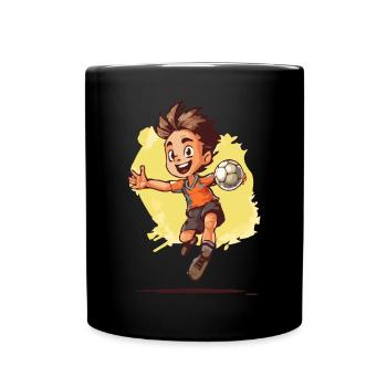 Handball Playing Boy - Kids Handball - Full Colour Mug - black - Front