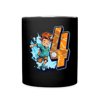 Handball Birthday - 4 years old Boy - 4. - Full Colour Mug - black - Front