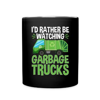 Garbage trucks, garbage day, garbage collection - Full Colour Mug - black - Front