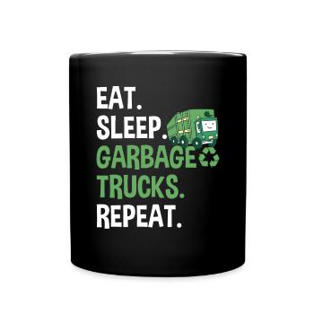Garbage trucks, garbage day, garbage collection - Full Colour Mug - black - Front