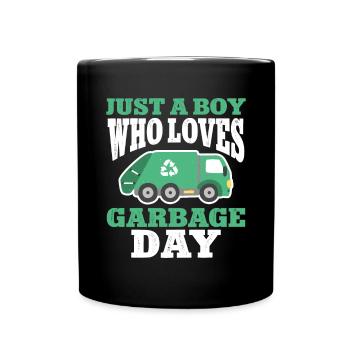 Garbage trucks, garbage day, garbage collection - Full Colour Mug - black - Front