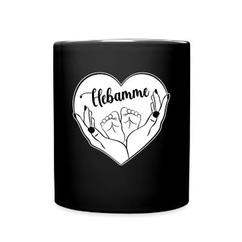 Geburt Baby Hebamme Schwangerschaft Helferin Danke - Tasse einfarbig - Schwarz - Vorne