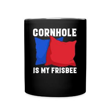 Lustiges Corn Hole - Tasse einfarbig - Schwarz - Vorne