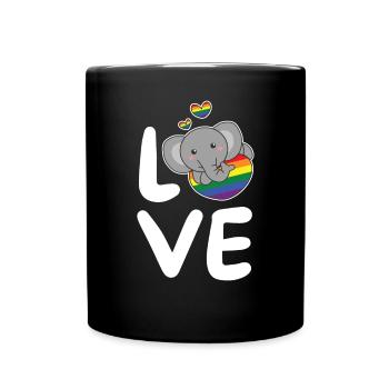 Rainbow Flag Pride LGBTQ Mignon éléphant Amour - Mug uni - noir - Devant
