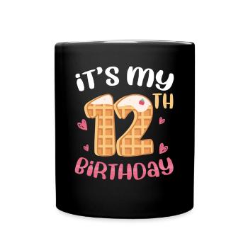 12th Birthday Waffle - Full Colour Mug - black - Front