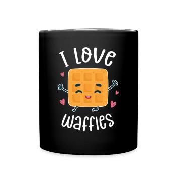 Ich liebe Waffeln - Tasse einfarbig - Schwarz - Vorne