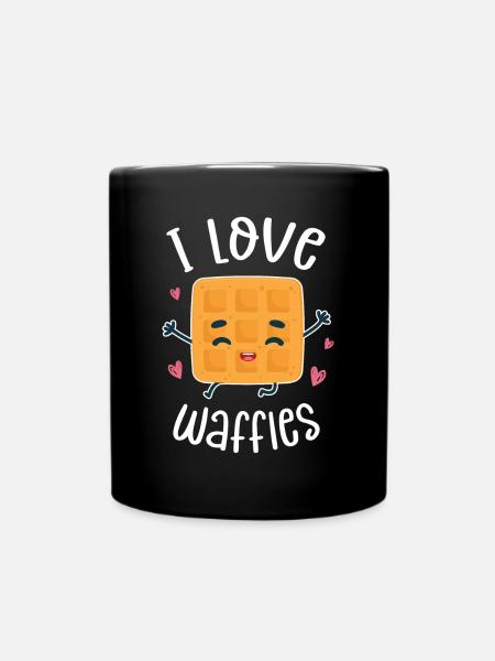 Ich liebe Waffeln - Tasse einfarbig - Schwarz