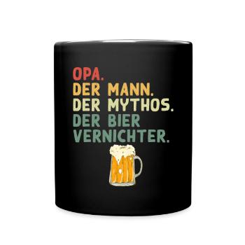 Opa - Bierliebhaber Lustiger Spruch Design - Tasse einfarbig - Schwarz - Vorne